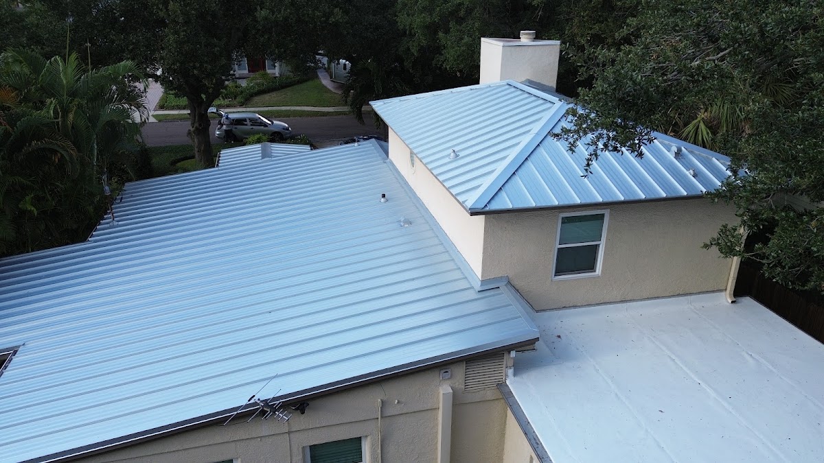 Completed metal roof on a home